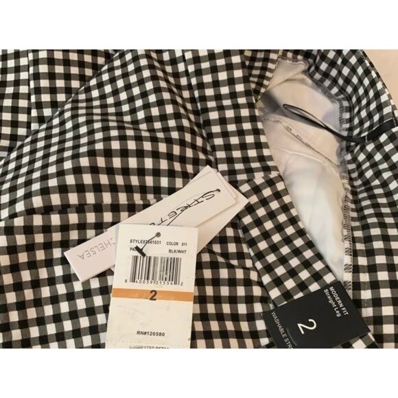 Amanda & Chelsea Womens Gingham Check Black/White Pants Size 2 - Picture 6 of 11
